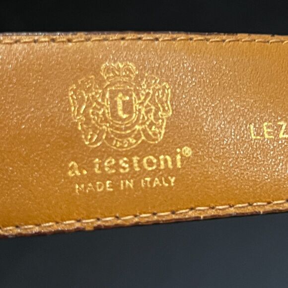 a. testoni Genuine Lezard Leather Brown Tan Belt Made in Italy - Men's Size 42 - Picture 6 of 8